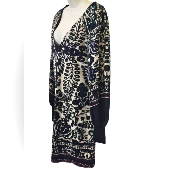Free People Music & Lyrics Black/Green Multi-Color Sweater Mini Dress,Medium - Picture 3 of 16
